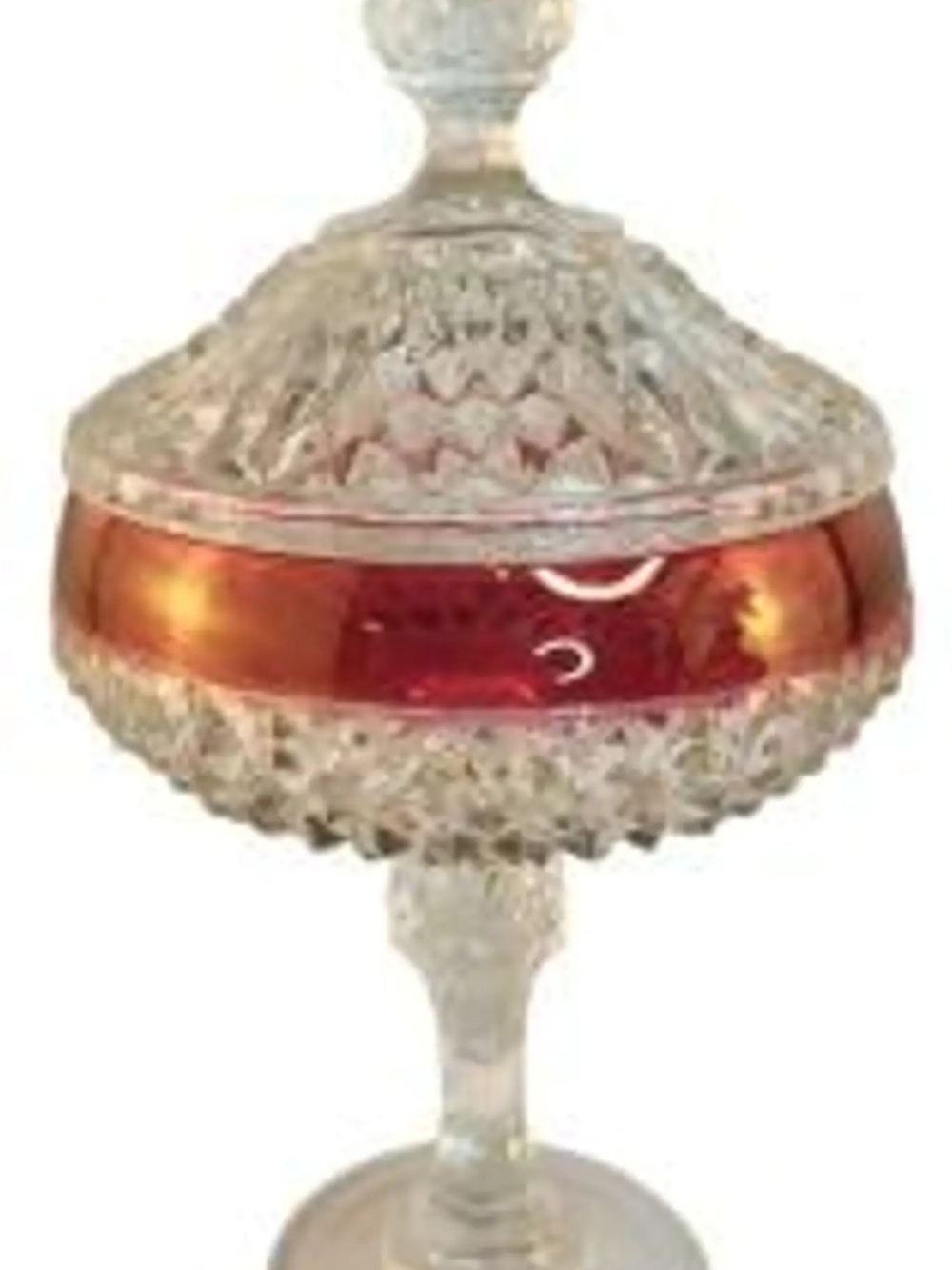 Indianna Vt Glass Diamond  Point Lidded Candy Dish.